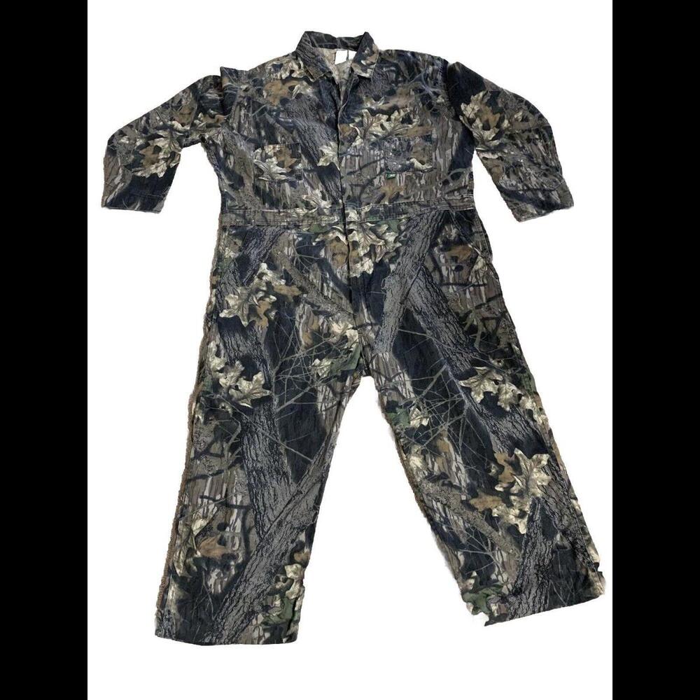 VTG 90s Mossy Oak Green Leaf Camo Overalls Mens 2XL Inseam 23” Hunting USA Made